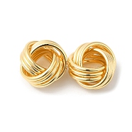 Brass European Beads, Large Hole Beads, Knot, Real 18K Gold Plated, 12x7.5mm, Hole: 5.5mm(KK-P234-20G)