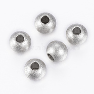 202 Stainless Steel Textured Beads, Rondelle, Stainless Steel Color, 8x6.5mm, Hole: 3mm(STAS-K154-E-72P)