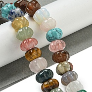 Natural & Synthetic Mixed Gemstone Pumpkin Beads Strands, Mixed Dyed and Undyed, 12x7.5~8mm, Hole: 1.4mm, about 25pcs/strand, 7.48~7.87''(19~20cm)(G-G142-A06-01)