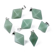 Natural Green Fluorite Pendants, with Platinum Plated Iron Findings, Bicone, 28~29.5x20x20mm, Hole: 4~5x6.5~7mm(G-N326-107E)