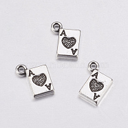 Poker A Tibetan Silver Charms, Lead Free & Cadmium Free, Antique Silver, 6.5mm, Hole: about 1.5mm(AC0322)