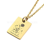 Birthday Flower 304 Stainless Steel Pendant Nacklaces For Women, Cable Chain Necklaces, Real 18K Gold Plated, Sagittarius, 17.72 inch(45cm), pendant: 17x13mm(STAS-S124-03G-09)