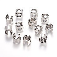 Tibetan Style Alloy European Large Hole Beads, Horseshoe, Cadmium Free & Lead Free, Antique Silver, 10.5x9x8mm, Hole: 5mm, about 430pcs/1000g(TIBEB-8021-AS-RS)