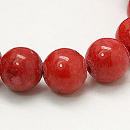 Natural Mashan Jade Round Beads Strands, Dyed, FireBrick, 6mm, Hole: 1mm, about 69pcs/strand, 15.7 inch(G-D263-6mm-XS04)