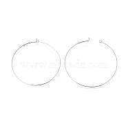 Jewelry Findings, Brass Hoop Earring, Platinum Color, 20 Gauge, 45x0.8mm(X-EC067-6NF)