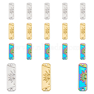18Pcs 3 Colors 304 Stainless Steel Connector Charms, Rectangle Links with Sun Pattern, Mixed Color, 30x10x2mm, Hole: 1.5mm, 6pcs/color(STAS-DC0014-64)