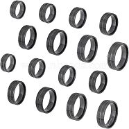 DICOSMETIC 16Pcs 8 Size 316 Stainless Steel Grooved Finger Ring for Men Women, Electrophoresis Black, Inner Diameter: US Size 5 1/2~14(16.1~23mm), 2Pcs/size(RJEW-DC0001-09B)