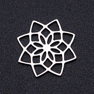 201 Stainless Steel Filigree Joiners Links, Laser Cut, Flower, Stainless Steel Color, 15.5x15.5x1mm(STAS-S105-JN892-1)