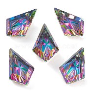 Embossed Glass Rhinestone Pendants, Faceted, Kite, Volcano, 13x8x4mm, Hole: 1.2mm(GLAA-J101-01A-001VO)
