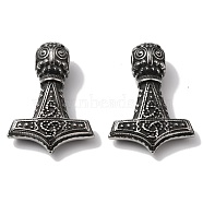 Viking 304 Stainless Steel Pendants, Thor's Hammer, Antique Silver, 40x28x13mm, Hole: 5.5mm(STAS-L262-27AS)