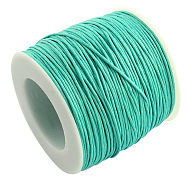 Waxed Cotton Thread Cords, Aquamarine, 1mm, about 100yards/roll(300 feet/roll)(YC-R003-1.0mm-251)