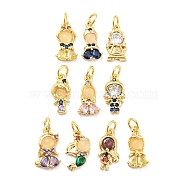 Rack Plating Brass Cubic Zirconia Pendants for Women, Long-Lasting Plated, Lead Free & Cadmium Free, Mixed Color, 13.5~15.5x7~9x2.5~3.5mm(KK-Q798-01G)