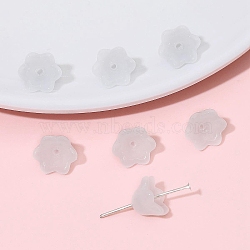 10Pcs Gradient Color Transparent Glass Bead Caps, Six-Petal Flowers, Orchid, White, 12x7mm(PW-WG464DA-12)