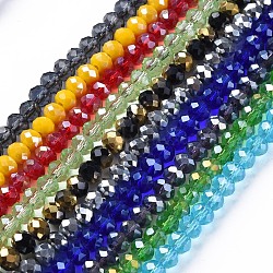 Electroplate Glass Beads Strands, Faceted, Rondelle, Mixed Color, 6x5mm, Hole: 1.2mm, about 87~93pcs/strand, 16.14'' inch~17.44 inch(41cm~44.3cm)(EGLA-T025-01B)