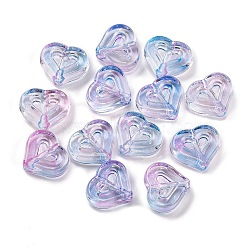 704Pcs Two Tone Transparent Acrylic Beads, Heart, Lilac, 13x15x5mm, Hole: 1.8mm, about 704pcs/500g(MACR-K359-28A)