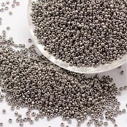 8/0 Glass Seed Beads, Grade A, Round, Opaque Colours, Gray, 2.8~3.2mm, Hole: 1.0mm, about 15000pcs/pound(SEED-J014-F8-40A)