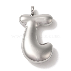 Non-Tarnish Ion Plating(IP) 304 Stainless Steel Pendants, Balloon Letter Charm, Stainless Steel Color, Letter J, 25x14x6mm, Hole: 2mm(STAS-M017-08P-10)