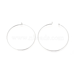 Jewelry Findings, Brass Hoop Earring, Platinum Color, 20 Gauge, 45x0.8mm(X-EC067-6NF)