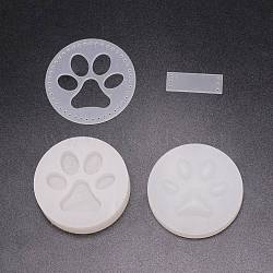 DIY Paw Print Pendant Decoration Making Kits, Including Resin Press Molds and Acrylic Positioner, White, Molds: 1pc(DIY-WH0182-86)