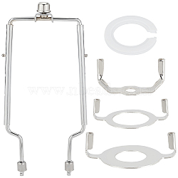 Olycraft 2 Sets 2 Style Iron Lamp Shade Harp Holder Bracket Accessories, Light Fitter Saddle Base, with Plastic Ring, Platinum, 40.5~235x25~106x4~34mm, 1 set/style (FIND-OC0002-26)