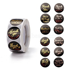 Flat Round Paper Thank You Stickers, with Word, Self-Adhesive Gift Tag Labels Youstickers, Black, 6.4x2.85cm, 500pcs/roll(DIY-C042-08A)