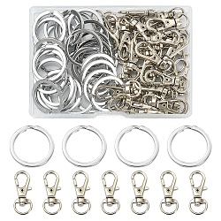 30Pcs Iron Split Key Rings, with 30Pcs Alloy Swivel Lobster Claw Clasps, Platinum, Split Key Ring: 25x2mm(IFIN-FS0001-21)