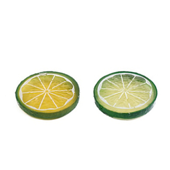 Resin Cabochons, Lemon, Green, 40x7mm