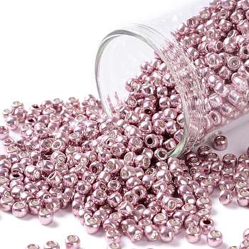 TOHO Round Seed Beads, Japanese Seed Beads, (571) Galvanized Rose Gold, 8/0, 3mm, Hole: 1mm, about 1110pcs/50g