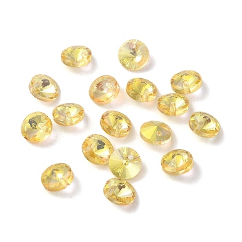 Glass Charms, Faceted, Cone, Yellow, 8x4mm, Hole: 1~1.2mm