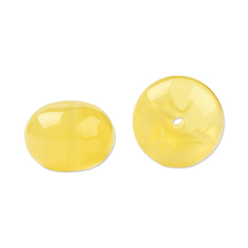 Resin Beads, Imitation Gemstone, Flat Round, Yellow, 16x11mm, Hole: 2.1~2.3mm