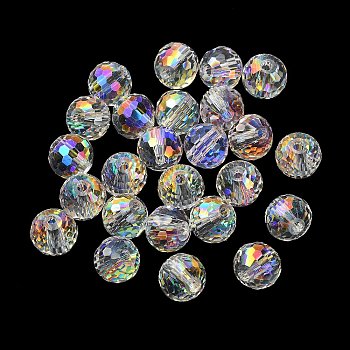 AB Color Plated Glass Beads, Faceted Round, Lavender, 8x7mm, Hole: 1.5mm