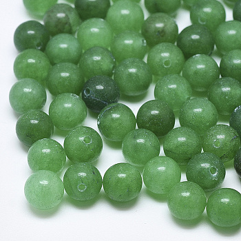 Natural White Jade Beads, Imitation Malaysia Jade, Half Drilled, Round, 8mm, Half Hole: 1.2mm