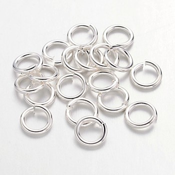 90pcs Silver Color Plated Brass Jump Rings, Cadmium Free & Lead Free, Open Jump Rings, 18 Gauge, 6x1mm, Inner Diameter: 4mm, about 90pcs/10g