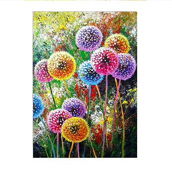 DIY 5D Colorful Dandelion Pattern Canvas Diamond Painting Kits, with Resin Rhinestones, Sticky Pen, Tray Plate, Glue Clay, for Home Wall Decor Full Drill Diamond Art Gift, Dandelion Pattern, 39x29.5x0.03cm