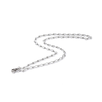 201 Stainless Steel Teardrop Link Chain Necklace for Men Women, Stainless Steel Color, 20.08 inch(51cm)