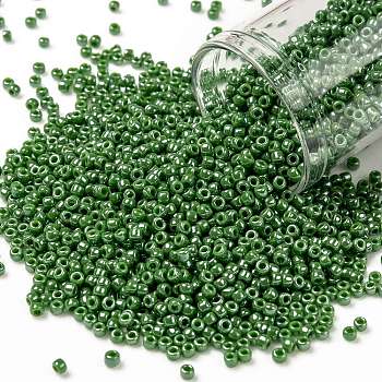 TOHO Round Seed Beads, Japanese Seed Beads, (130) Opaque Luster Mint Green, 11/0, 2.2mm, Hole: 0.8mm, about 1110pcs/10g
