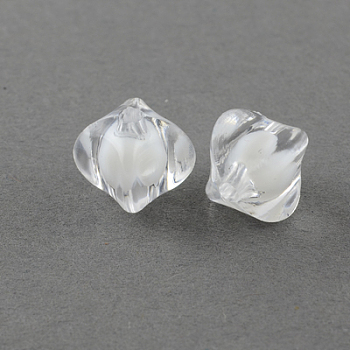 Transparent Acrylic Beads, Bead in Bead, Rhombus, Clear, 8x10x10mm, Hole: 2mm, about 1790pcs/500g