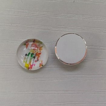 Glass Cabochons, Flat Round, Music Note Pattern, Colorful, 10x4mm, 140pcs/bag