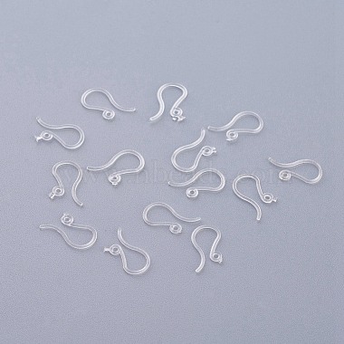Plastic Earring Hooks, Ear Wire, with Horizontal Loop, Clear, 13x7mm, Hole:  1mm