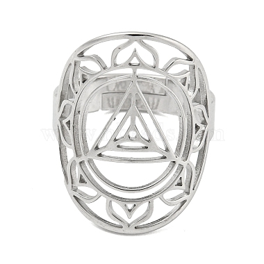 bague avec lotus 304 anneaux réglables en acier inoxydable(RJEW-G306-04P)-2