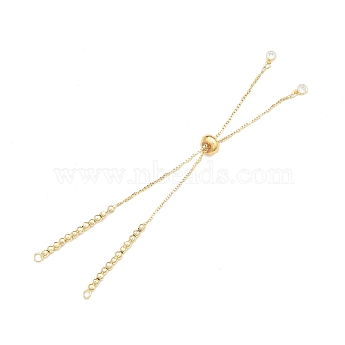 Brass Box Chains Slider Bracelet Making with Clear Cubic Zirconia Tiny Charms(BJEW-N021-03)-3