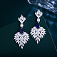 Leaf Brass Micro Pave Cubic Zirconia Dangle Stud Earrings(FS-WGB1348-03)-1