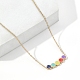 Colorful Enamel Smile Face Pendant Necklace with 201 Stainless Steel Cable Chains(NJEW-D055-05G)-1