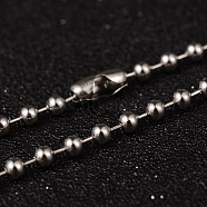 304 Stainless Steel Ball Chain Necklaces, Stainless Steel Color, 29.5 inch(75cm), 3.5mm(NJEW-L427-03P)