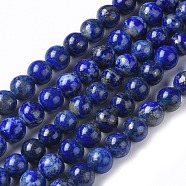 Natural Lapis Lazuli Beads Strands, Round, 6.5~7mm, Hole: 0.6mm, about 60pcs/strand, 15.35 inch~15.55 inch(39~39.5cm)(G-I258-01)