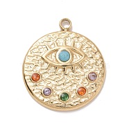 304 Stainless Steel Evil Eye Pendants, with Colorful Rhinestone and 201 Stainless Steel Snap on Bails, Golden, Acalanatha, 18x15.5x2mm, Hole: 1.5mm(STAS-A063-04G)