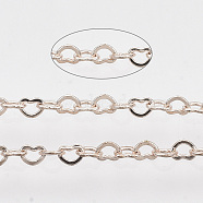 Brass Heart Link Chains, Soldered, with Spool, Rose Gold, 1.8x2.4x0.4mm, about 9.84 Feet(3m)/Roll(CHC-T008-03RG-01)