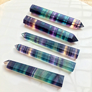 Natural Colorful Fluorite Pointed Prism Bar Home Display Decoration, Healing Stone Wands, for Reiki Chakra Meditation Therapy Decos, Faceted Bullet, 70~80mm(G-PW0007-098C)
