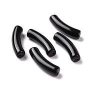 Opaque Acrylic Beads, Curved Tube, Black, 31.5x7.5mm, Hole: 1.6mm, 345pcs/500g(OACR-P013-25)