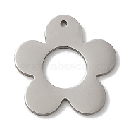 201 Stainless Steel Pendants, Laser Cut, Stainless Steel Color, Flower Charm, 15.5x15x1mm, Hole: 0.8mm(STAS-E206-05P-03)